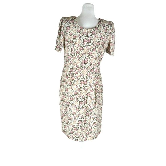 Vintage Paquette Too! Floral Dress with Rosette and Lace Collar Garden Cottage T - Picture 6 of 14